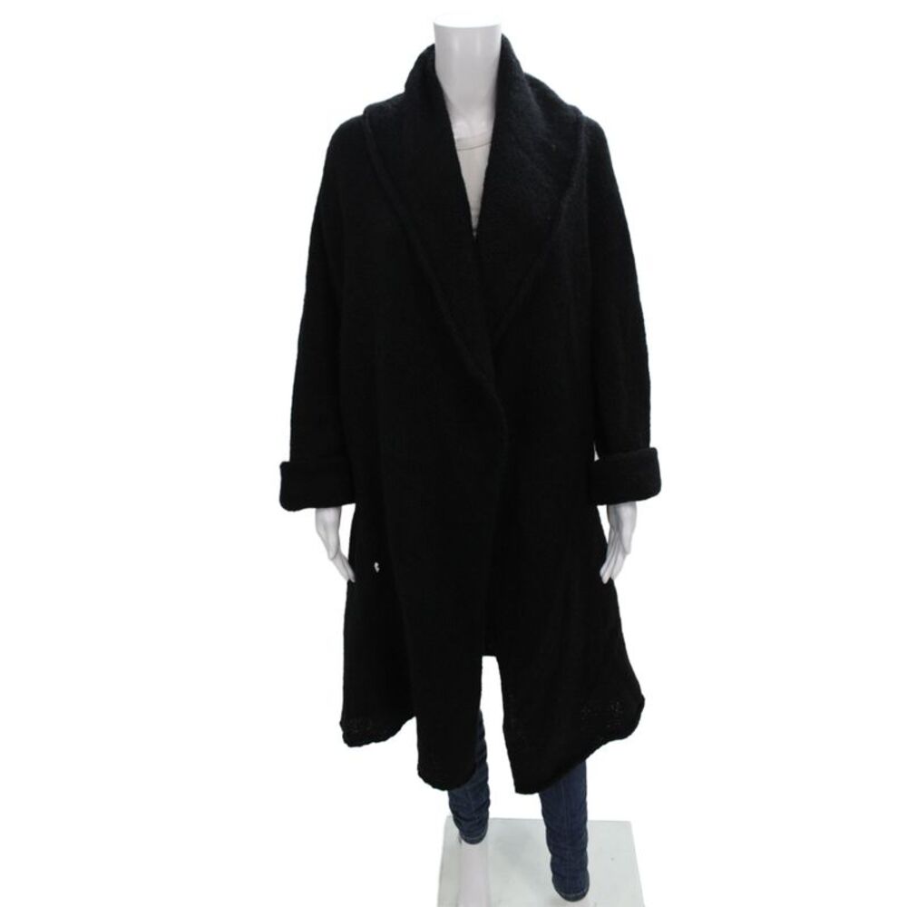 Soft Surroundings Womens Wrap Sweater Black Cowl Neck Long Sleeve Size XL